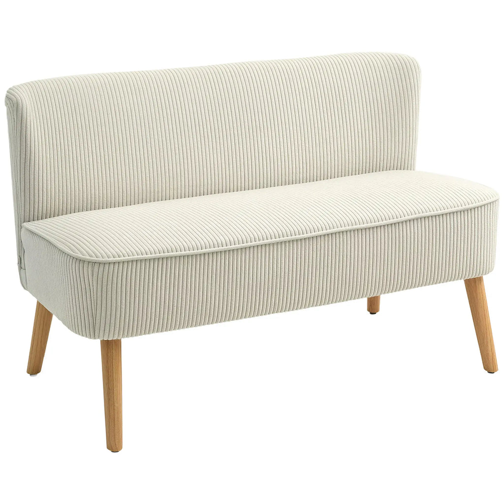 HOMCOM Zweisitzer Sofa Couch breite Sitzfläche weiche Polsterung cremeweiß