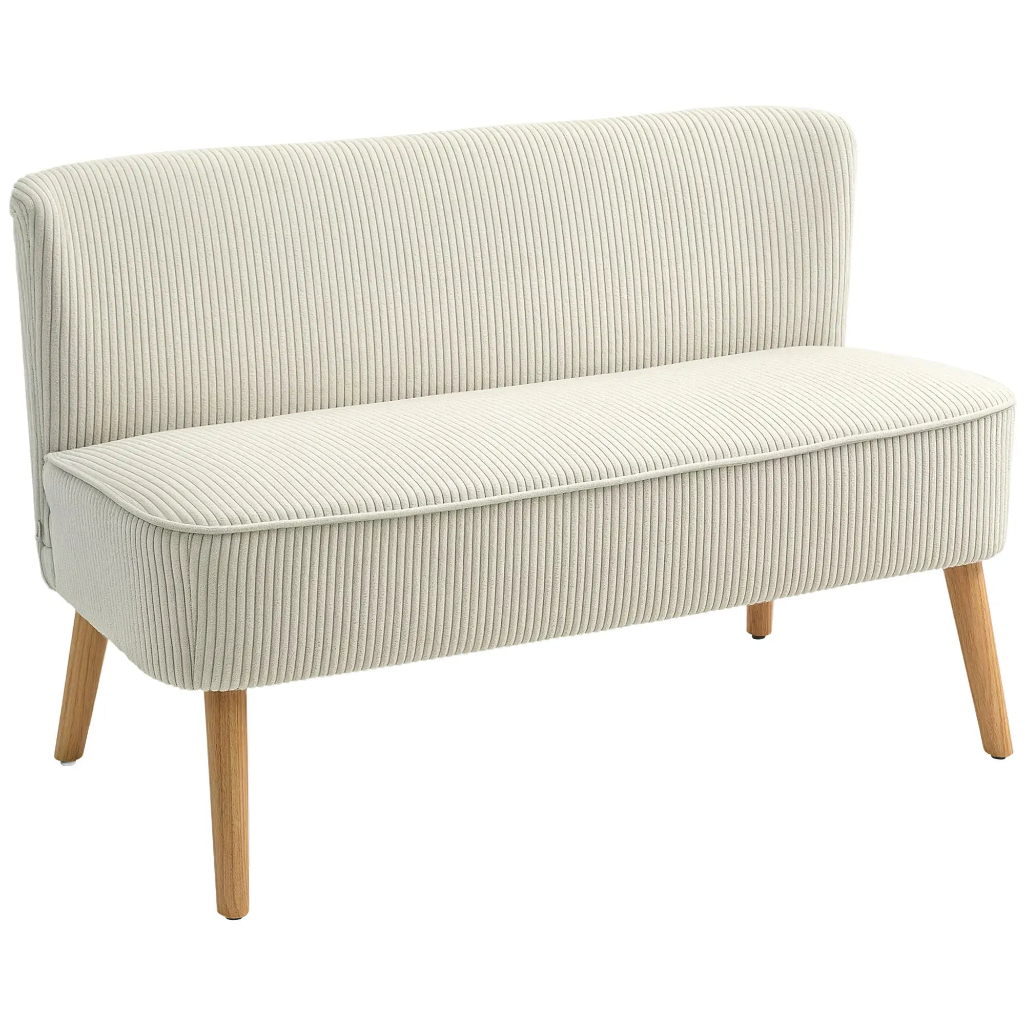 HOMCOM Zweisitzer Sofa Couch breite Sitzfläche weiche Polsterung cremeweiß