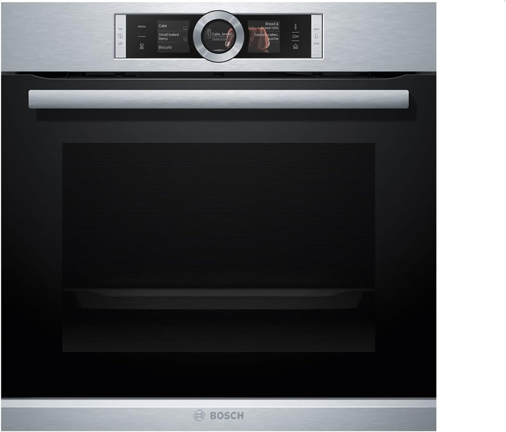 Bosch HMG7361B1, Serie 8 smarter Einbau-Backofen mit Mikrowellenfunktion, 60 x 60 cm, Made in Germany, Schwarz, Air Fry, Digitaler Bedienring, Touchdisplay, Automatikprogramme, Reinigungsunterstützung